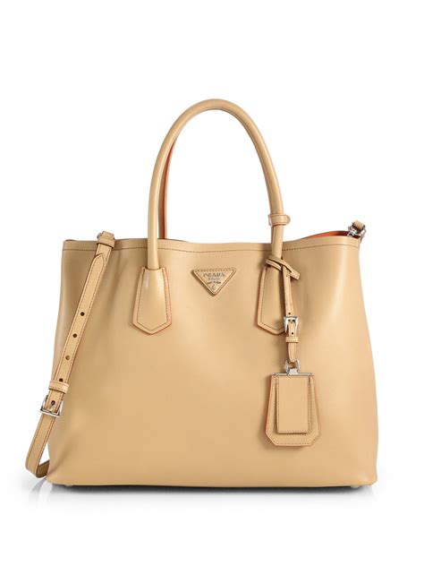 prada medium city calf double leather tote|Prada leather bag.